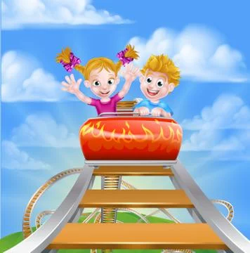 Roller Coaster Fair Theme Park Stock Illustration