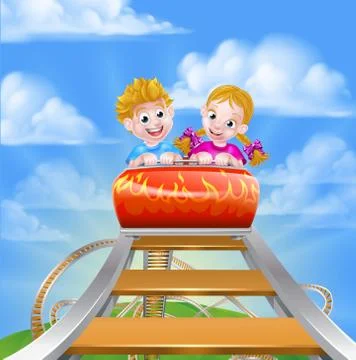 Roller Coaster Fair Theme Park Stock Illustration
