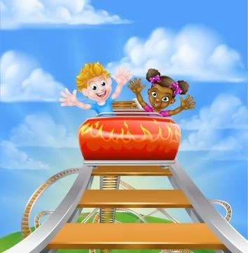 Roller Coaster Fair Theme Park Stock Illustration