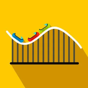 Roller coaster flat icon Stock Illustration