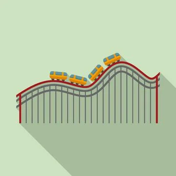Roller coaster fun icon, flat style Stock Illustration