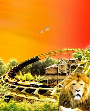 Roller coaster with graphic background Stockillustratie
