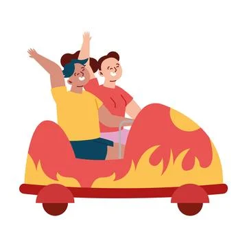 Roller coaster happy people Stock Illustration