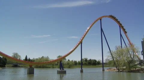 Roller Coaster Hill above Water Stock Footage 63958850