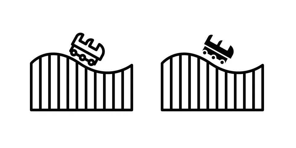 Roller coaster icon drawing lines. Silhouette style vector bundle 스톡 일러스트