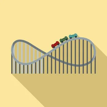 Roller coaster icon, flat style Illustrazione stock
