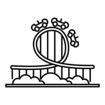 Roller coaster icon, outline style Stock Illustration