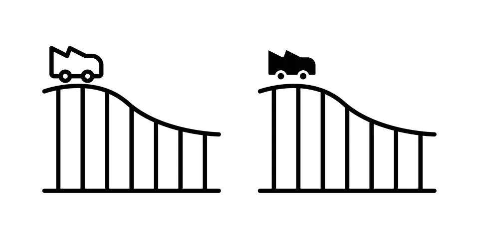 Roller coaster icon silhouette vector set. thin line pack Stock Illustration