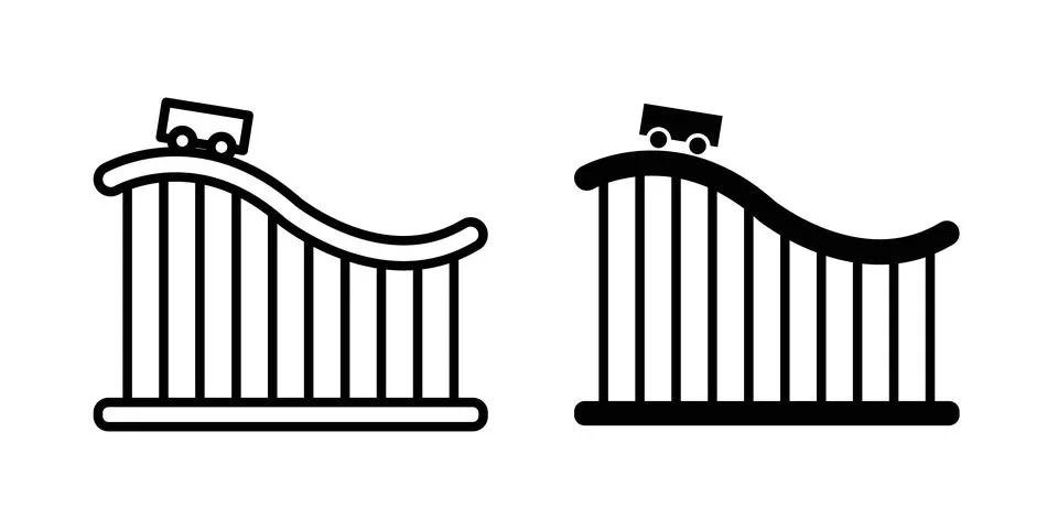 Roller coaster icon symbol. Flat and Stroke Vector illustration Illustrazione stock