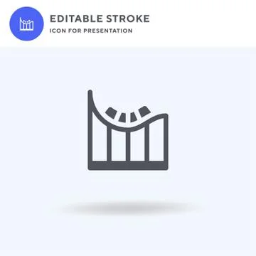 Roller Coaster icon vector, filled flat sign, solid pictogram isolated on whi Illustrazione stock