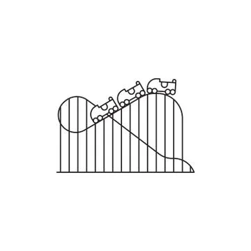 Roller coaster icon vector linear design isolated on white background. Park logo Stock Illustration