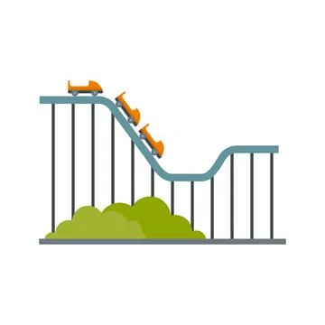 Roller coaster kids icon flat isolated vector Stock Illustration