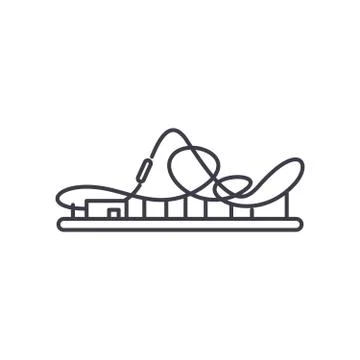 Roller coaster line icon concept. Roller coaster vector linear illustration Stock Illustration
