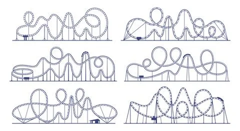 Roller coaster loop, amusement park ride Stock Illustration