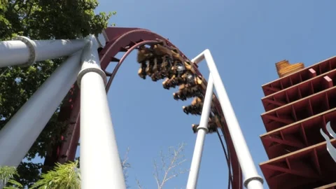 Roller coaster looping, fast movement  Stock Footage 221359854