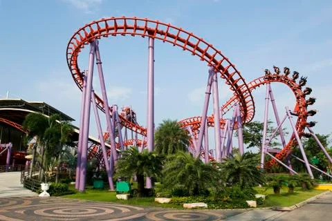 Roller coaster looping Stock Photos