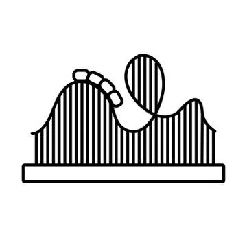 Roller coaster mechanical fairground attraction line style icon Stockillustratie