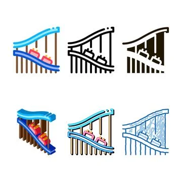 Roller coaster minimal ride icon vector outline 스톡 일러스트