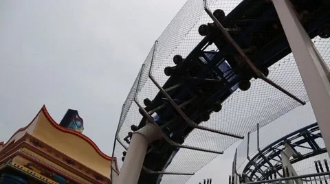 Roller coaster in the Ocean Park Hong Kong Stock Footage 50524194