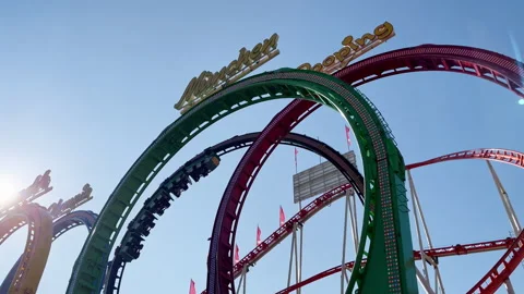 Roller Coaster Olympia Looping at the Carnival Hamburger Dom Stock Footage 331864511