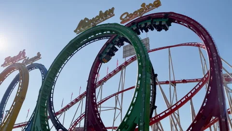 Roller Coaster Olympia Looping at the Carnival Hamburger Dom Stock Footage 331866833