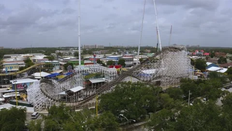 Roller Coaster on Overcast Day Stock Footage 155906017