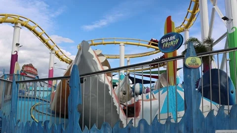 Roller coaster at Pacific Park on the Santa Monica Pier, Santa Monica Stock Footage 323886526