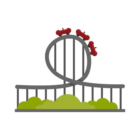 Roller coaster park icon flat isolated vector Illustrazione stock