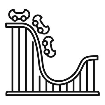 Roller coaster park icon, outline style Stock Illustration