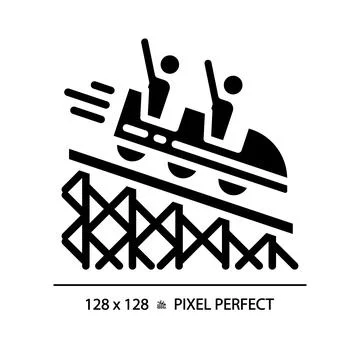 Roller coaster pixel perfect black glyph icon Illustrazione stock