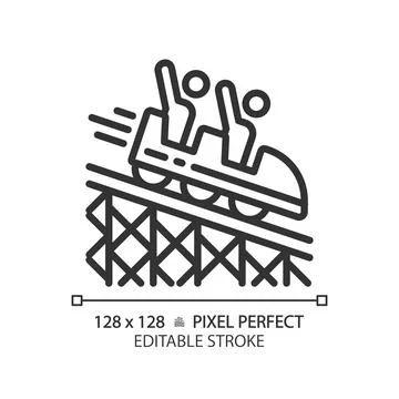 Roller coaster pixel perfect linear icon Illustrazione stock