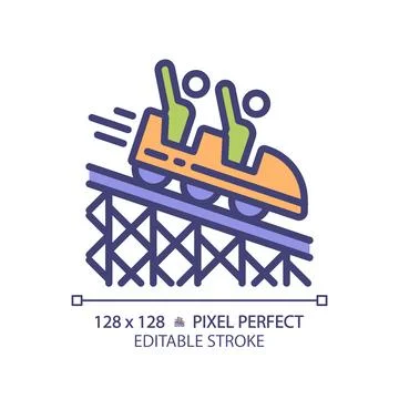 Roller coaster pixel perfect RGB color icon Illustrazione stock