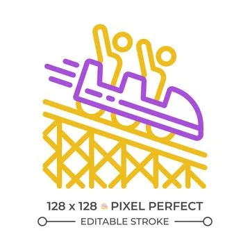 Roller coaster pixel perfect two color line icon Stockillustratie