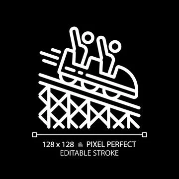 Roller coaster pixel perfect white linear icon for dark theme Stock Illustration