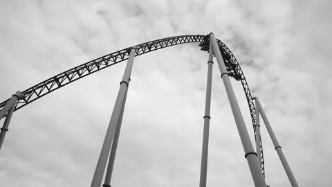 Roller coaster ride in amusement park Stock Footage 154129221