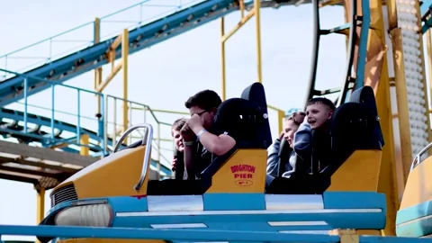 Roller Coaster Ride in Brighton Stock Footage 302946037