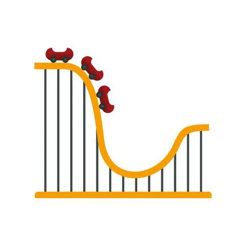 Roller coaster ride icon flat isolated vector Stock Illustration