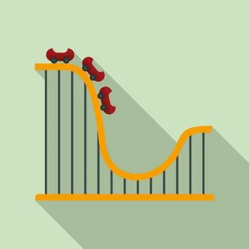 Roller coaster ride icon, flat style Stock Illustration
