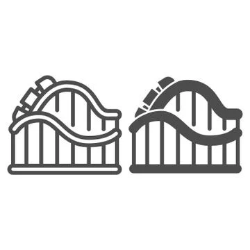 Roller coaster ride line and solid icon, Amusement park concept, amusement ride Stockillustratie