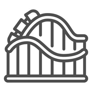 Roller coaster ride line icon, Amusement park concept, amusement ride sign on Ilustración de archivo