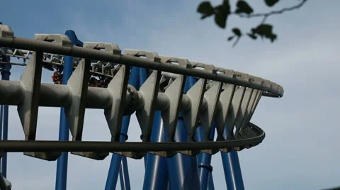 Roller Coaster Ride on Sky Background Stock Footage 67094558