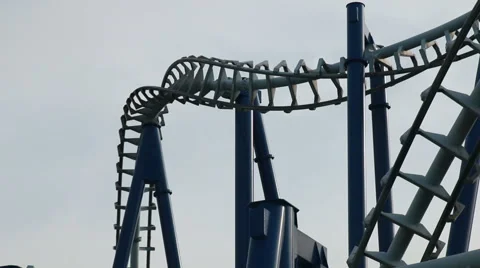 Roller Coaster Ride on Sky Background Stock Footage 68047287