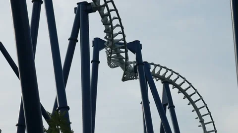 Roller Coaster Ride on Sky Background Stock Footage 68047300