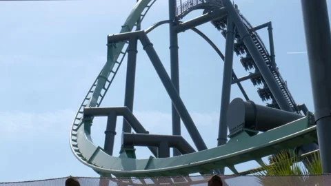 Roller coaster ride universal studio theme park in japan Stock Footage 132608803