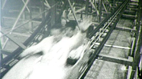 Roller Coaster Riders Kids Wave People Scream Wow 1940s Vintage Film Home Movie Stock Footage 8574199