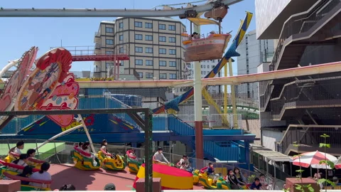 Roller coaster run in Hanayashiki, Stock Footage 253457146