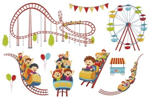 Roller Coaster Set Stockillustratie