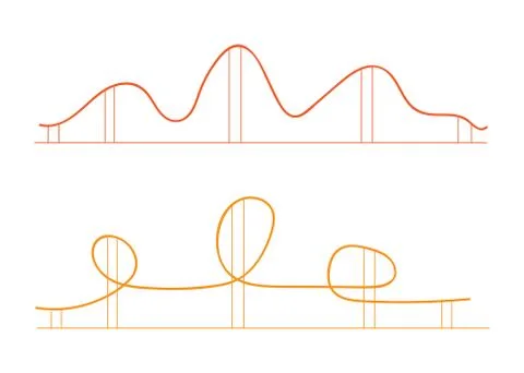 Roller coaster silhouettes. Rollercoaster park rollers vector. Stock Illustration