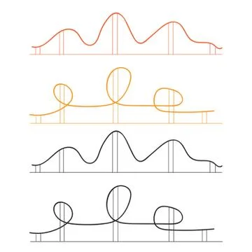 Roller coaster silhouettes. Rollercoaster park rollers vector. Stock Illustration