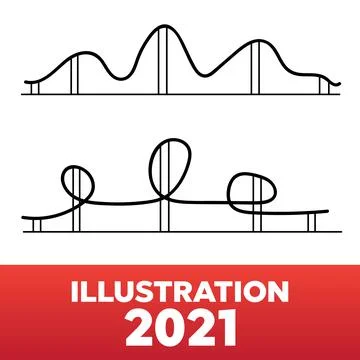 Roller coaster silhouettes. Rollercoaster park rollers vector. Stock Illustration